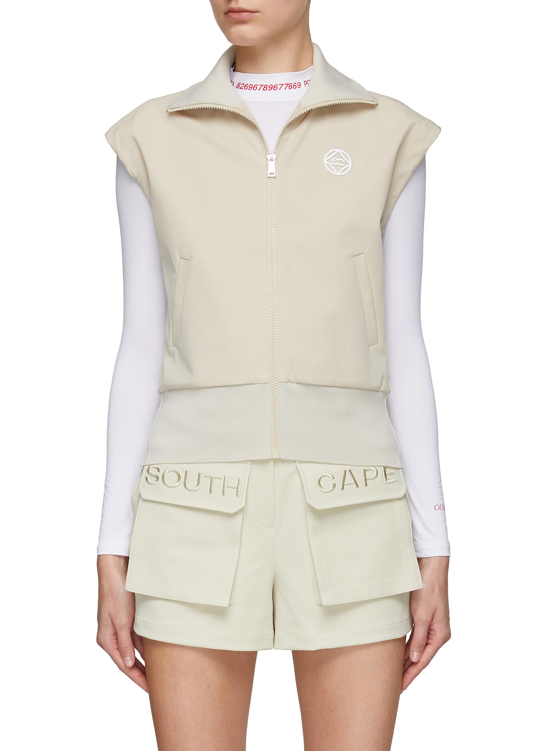 Southcape High Neck Zip Up Vest In Neutral