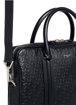 Detail View - Click To Enlarge - GIVENCHY - 'LC' embossed star and trident leather briefcase