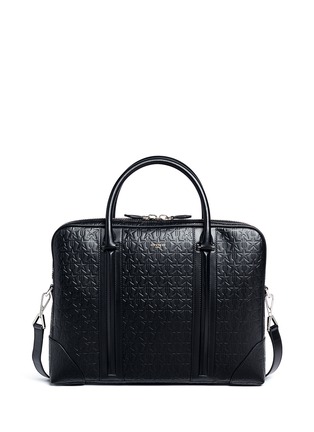 Main View - Click To Enlarge - GIVENCHY - 'LC' embossed star and trident leather briefcase