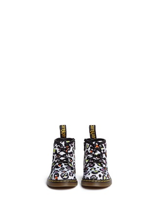 Figure View - Click To Enlarge - DR. MARTENS - 'Brooklee B' skull leopard print canvas infant boots