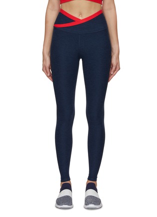 Spacedye Outlines High Waisted Midi Legging - Navy/Red – Game Set