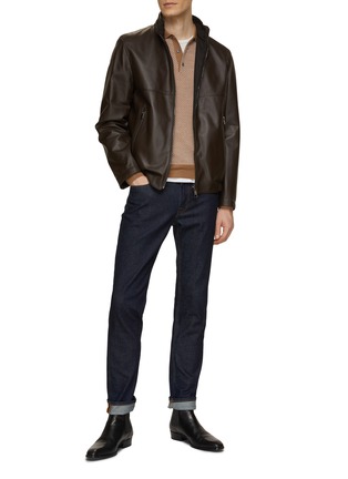 Figure View - Click To Enlarge - CANALI - Reversible Leather Bomber Jacket