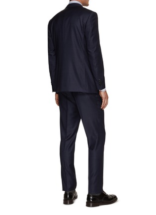 Back View - Click To Enlarge - CANALI - Notch Lapel Checked Wool Capri Suit