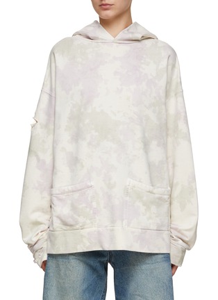 Main View - Click To Enlarge - WE11DONE - Logo Print Oversize Distressed Hoodie