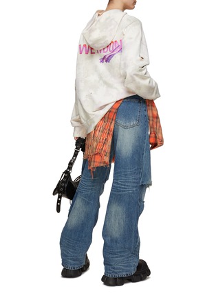 Figure View - Click To Enlarge - WE11DONE - Logo Print Oversize Distressed Hoodie
