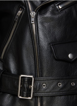  - WE11DONE - Graphic Print Leather Biker Jacket