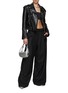 Figure View - Click To Enlarge - WE11DONE - Graphic Print Leather Biker Jacket