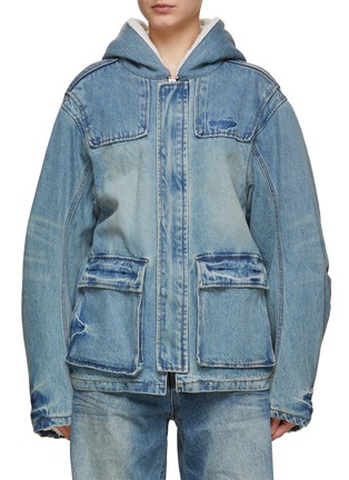 Main View - Click To Enlarge - WE11DONE - Oversize Hooded Denim Coat