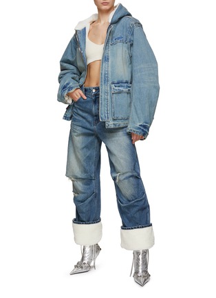 Figure View - Click To Enlarge - WE11DONE - Oversize Hooded Denim Coat