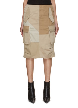 Main View - Click To Enlarge - WE11DONE - Contrast Patchwork Cargo Skirt