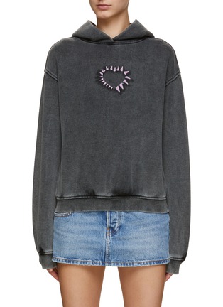 Main View - Click To Enlarge - WE11DONE - Heart Print Washed Hoodie