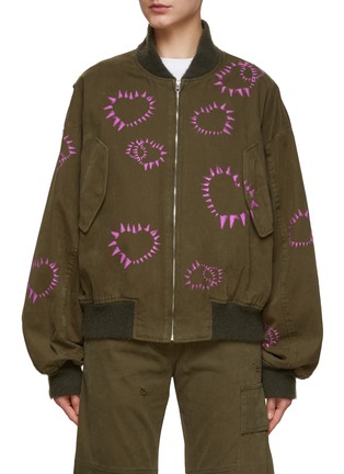 Main View - Click To Enlarge - WE11DONE - Heart Print MA-1 Jacket