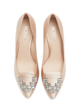 Detail View - Click To Enlarge - RODO - Lotus 80 Crystal Embellished Satin Pumps
