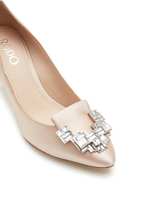 Detail View - Click To Enlarge - RODO - Lotus 80 Crystal Embellished Satin Pumps