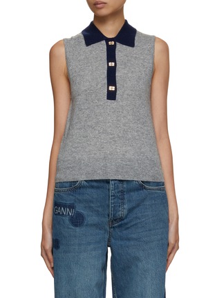 Main View - Click To Enlarge - GANNI - Polo Collar Sleeveless Top