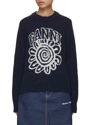 Main View - Click To Enlarge - GANNI - Graphic Flower Intarsia Sweater