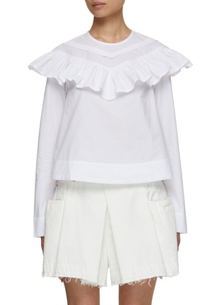 Main View - Click To Enlarge - GANNI - Poplin Frill Blouse
