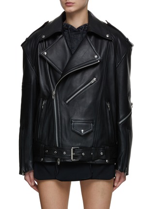 JUUN.J Oversize Leather Biker Jacket Women Lane Crawford