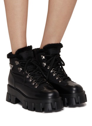 Figure View - Click To Enlarge - PRADA - 55 Chunky Sole Winter Ankle Boots