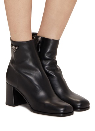 Figure View - Click To Enlarge - PRADA - Tronchetti 65 Leather Ankle Boots