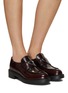 Figure View - Click To Enlarge - PRADA - Chocolate Leather Loafers