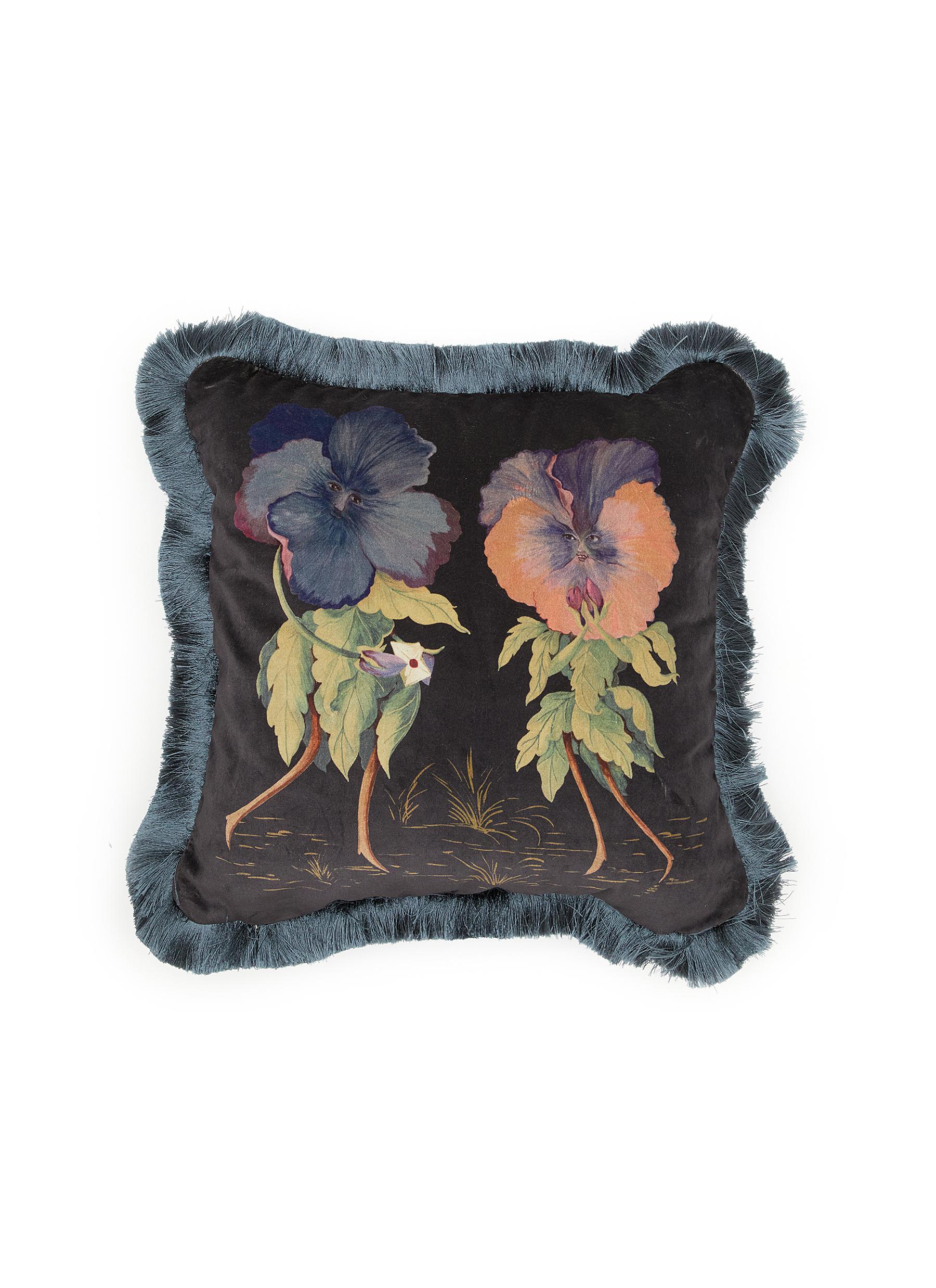 HOUSE OF HACKNEY Love Letter Medium Fringe Velvet Cushion Noir