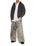 Figure View - Click To Enlarge - FENG CHEN WANG - Washed Patchwork Zip Up Hoodie