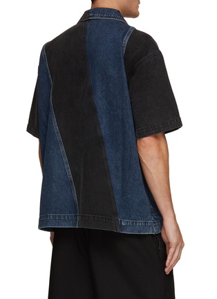 Back View - Click To Enlarge - FENG CHEN WANG - Stripe Panelled Denim Shirt