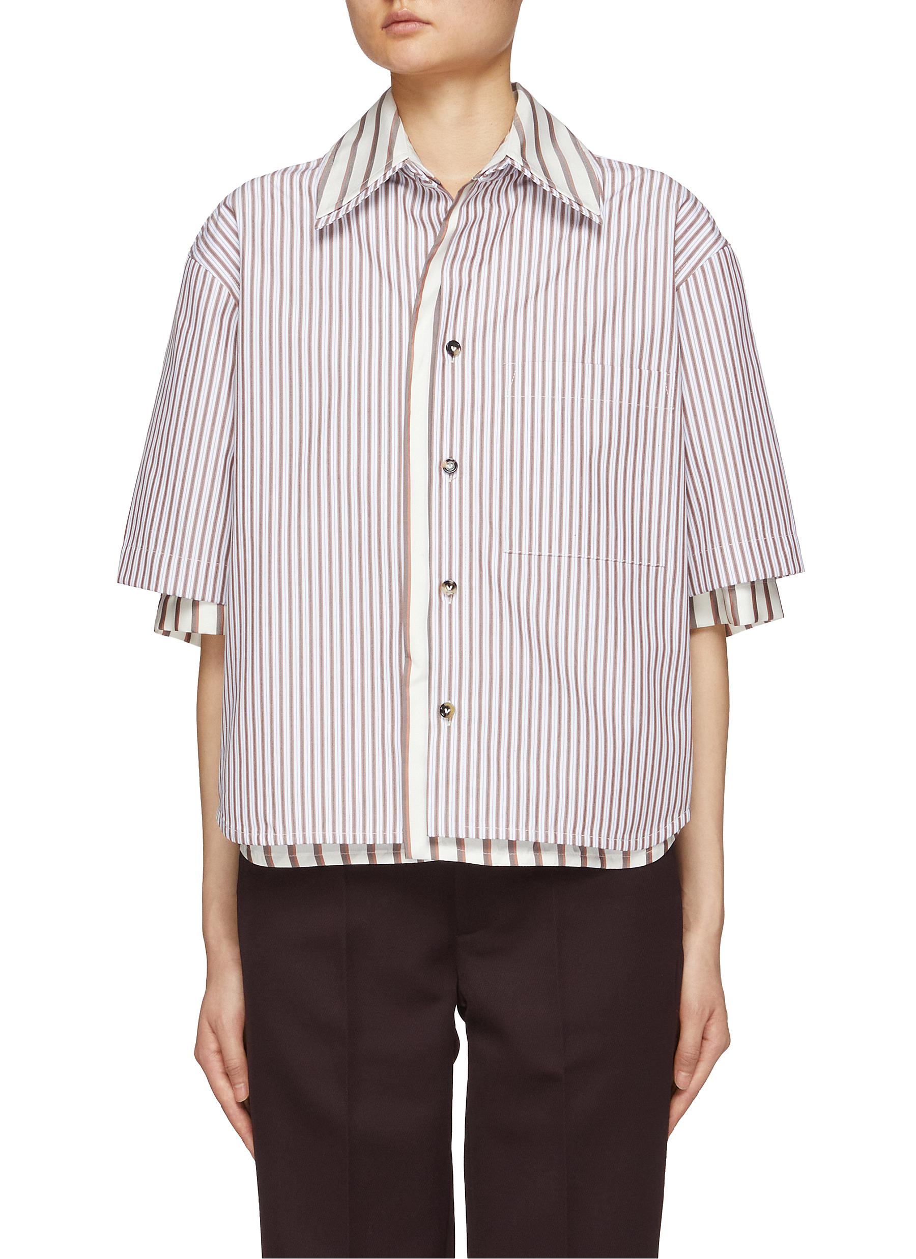 BOTTEGA VENETA Double Stripe Short Sleeve Shirt
