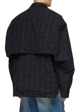 Back View - Click To Enlarge - BALENCIAGA - Checkered Flannel Shirt With Detachable Sleeves