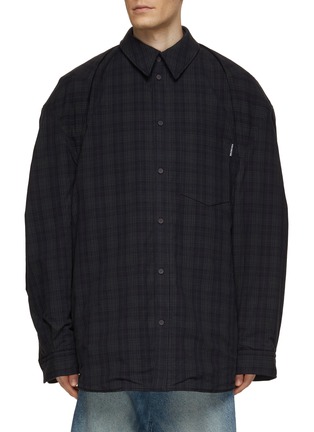 Main View - Click To Enlarge - BALENCIAGA - Checkered Flannel Shirt With Detachable Sleeves