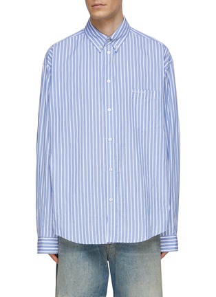 Main View - Click To Enlarge - BALENCIAGA - Crinkled Striped Shirt