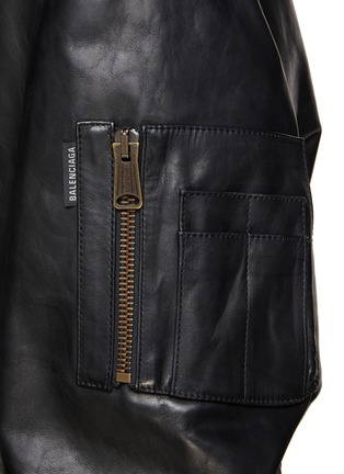  - BALENCIAGA - Hooded Leather Oversized Bomber Jacket