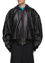 BALENCIAGA Hooded Leather Oversized Bomber Jacket Men Lane Crawford