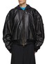 Main View - Click To Enlarge - BALENCIAGA - Hooded Leather Oversized Bomber Jacket