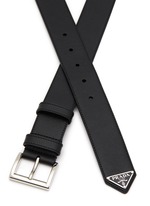 PRADA | Triangular Metal Logo Saffiano Leather Belt | Men