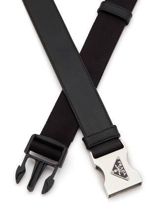 Detail View - Click To Enlarge - PRADA - Push Lock Buckle Saffiano Leather Belt
