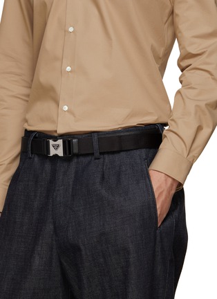 Figure View - Click To Enlarge - PRADA - Push Lock Buckle Saffiano Leather Belt