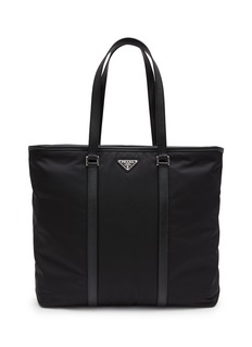 Prada Logo Plaque Re-nylon Tote Bag in Black