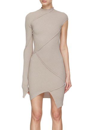 Main View - Click To Enlarge - BALENCIAGA - Spiral Knit One Sleeve Mini Dress