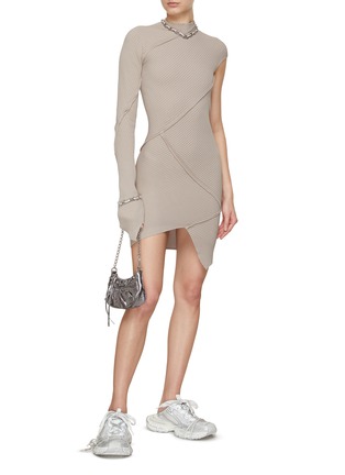 Figure View - Click To Enlarge - BALENCIAGA - Spiral Knit One Sleeve Mini Dress