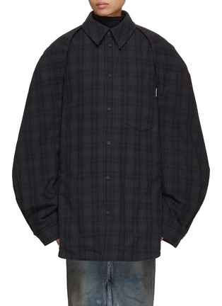 Main View - Click To Enlarge - BALENCIAGA - Check Flannel Detachable Sleeves Shirt