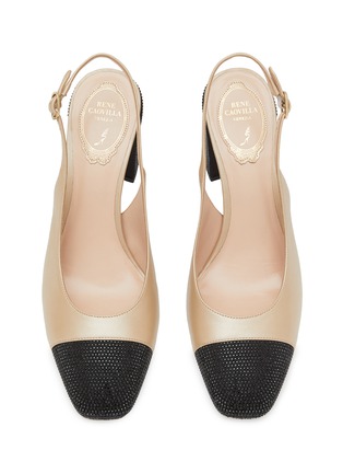 Detail View - Click To Enlarge - RENÉ CAOVILLA - 80 Strass Embellished Leather Slingback Pumps