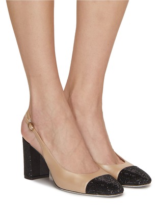 Figure View - Click To Enlarge - RENÉ CAOVILLA - 80 Strass Embellished Leather Slingback Pumps