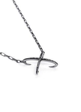 Figure View - Click To Enlarge - CORE JEWELS - 'Mobius' black diamond ruthenium plated 18k gold large cross pendant necklace
