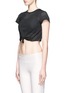 Front View - Click To Enlarge - BETH RICHARDS - 'Haute' perforated mesh cropped T-shirt
