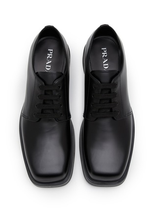 Detail View - Click To Enlarge - PRADA - Brushed Leather Derby Shoes