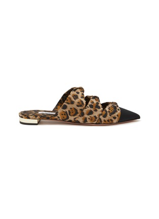 Main View - Click To Enlarge - AQUAZZURA - Mini Twist Leopard Print Flat Mules