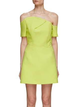 Main View - Click To Enlarge - ROLAND MOURET - Off-Shoulder Wool Silk Mini Dress