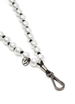 Detail View - Click To Enlarge - MAISON MICHEL - Logo Charm Pearl Shoulder Strap